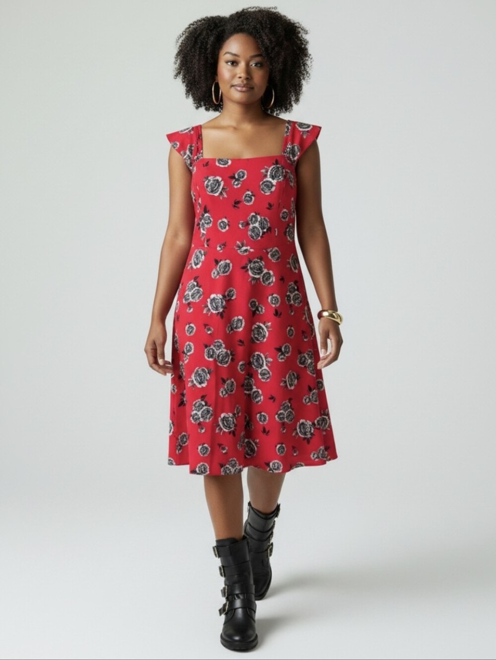 Torrid Red Floral Off-The-Shoulder Textured Knit Dress Sz 2x 18-20 #1001
